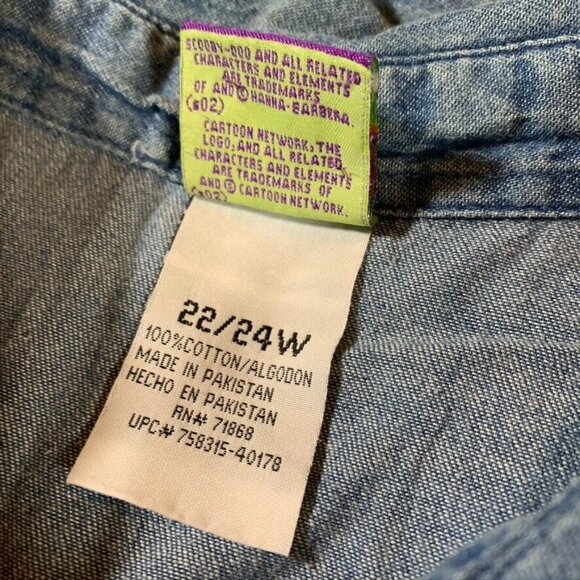 Scooby Doo Women 22 Denim Shirt Shacket Casual Button Up 100% Cotton Long Sleeve - Picture 8 of 12